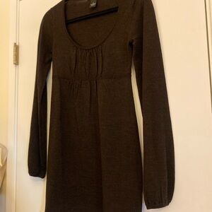 Lucky Brand Chocolate Black Merino Wool Long Sleeve Dress